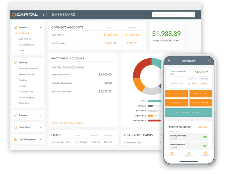 eCapital Connect Dashboard Desktop and Mobile