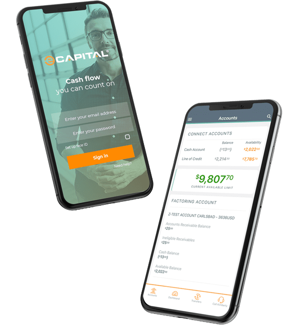 eCapital Connect Mobile Login and Dashboard