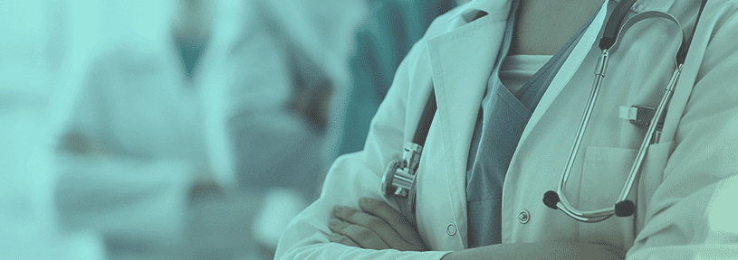 A woman in a doctors coat