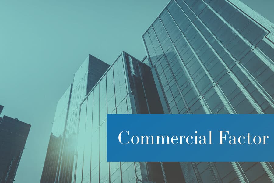 tall buildings with title Commercial Factor