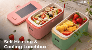 Two, self heating lunchboxes filled with food