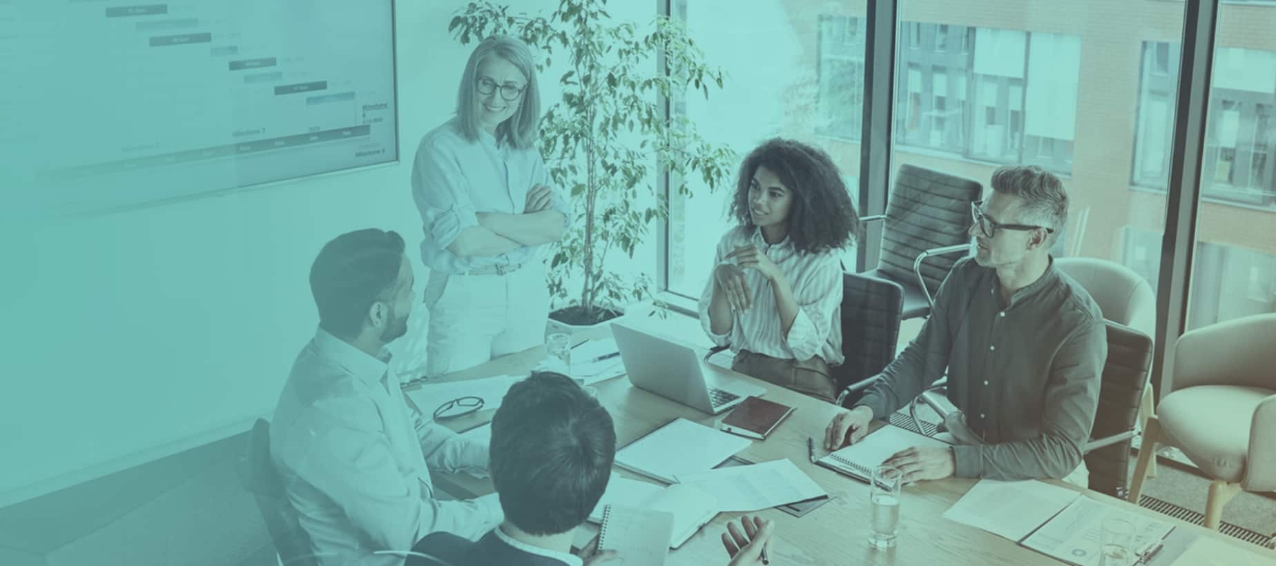 Business Presentation in a Modern Boardroom