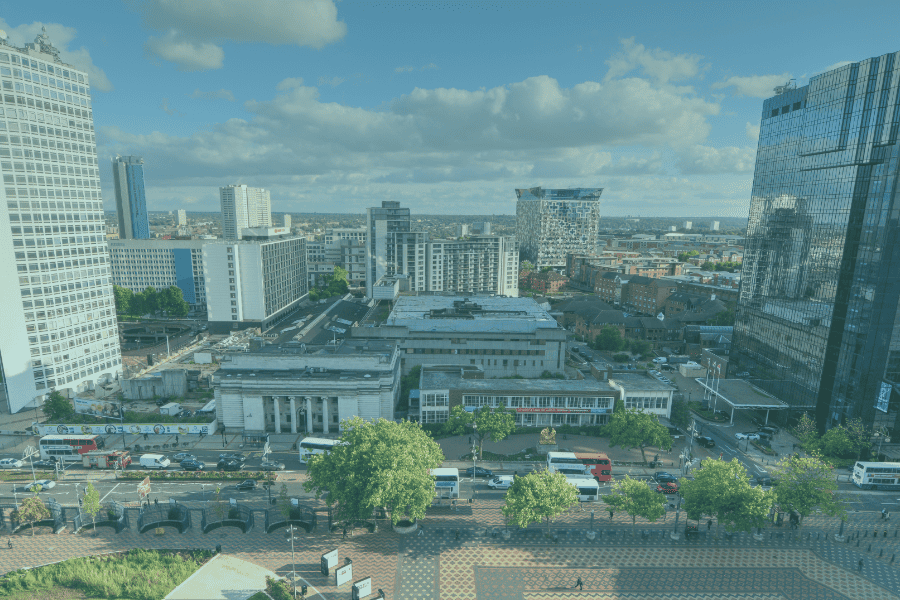 Birmingham, United Kingdom city skyline.