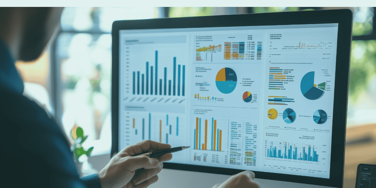 Financial charts displayed on a screen for navigating the UK budget