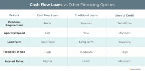 Cash flow loans compared to traditional loans and lines of credit