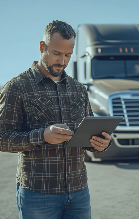 Proud trucker smiling