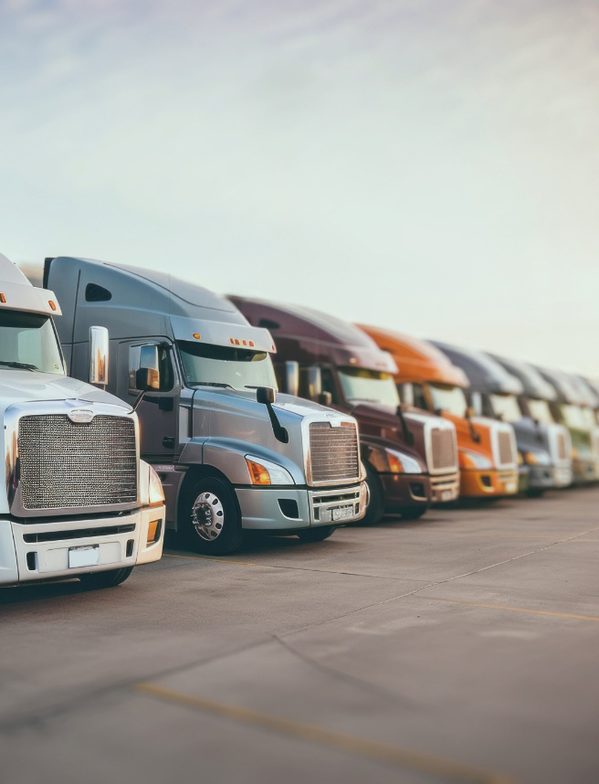 Line of parked trucks