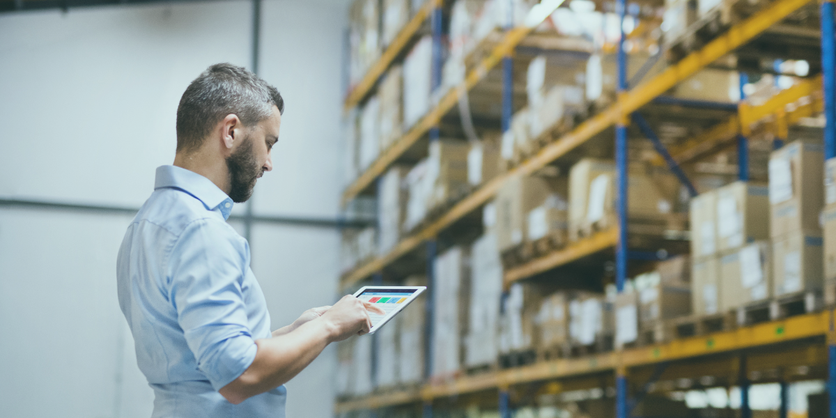 Seasonal business warehouse being inspected for inventory.