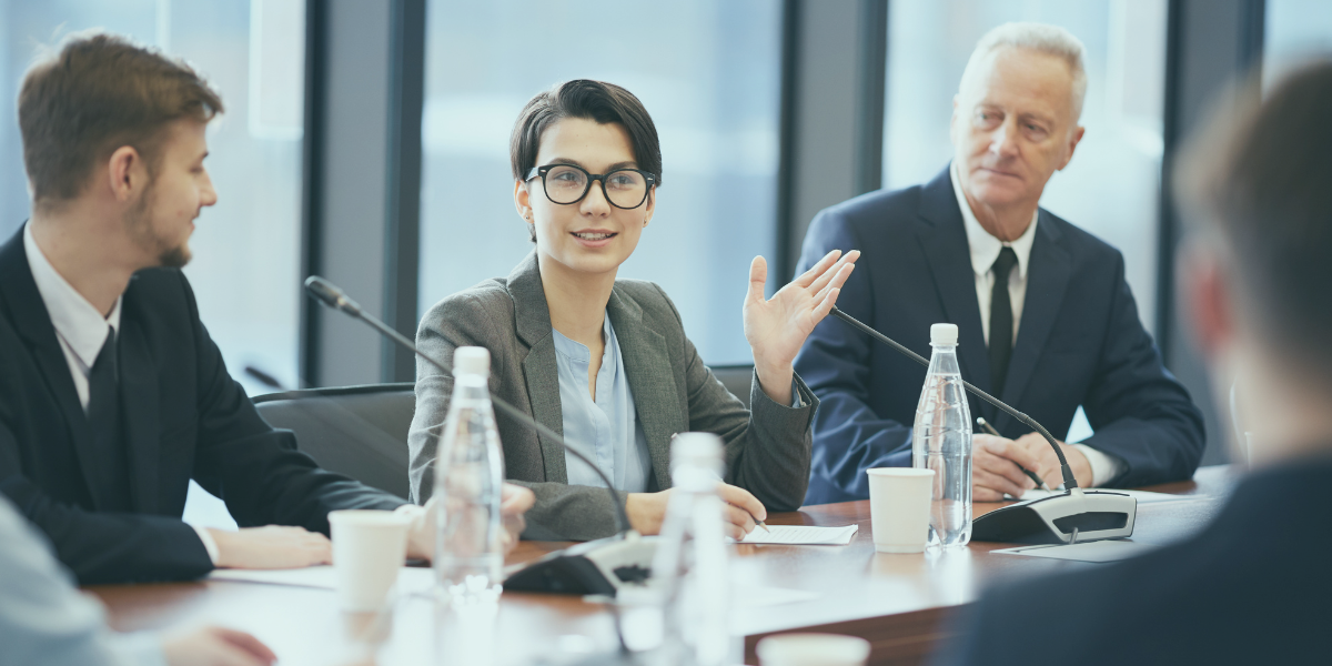 Business executives discussing restructuring and turnaround options.