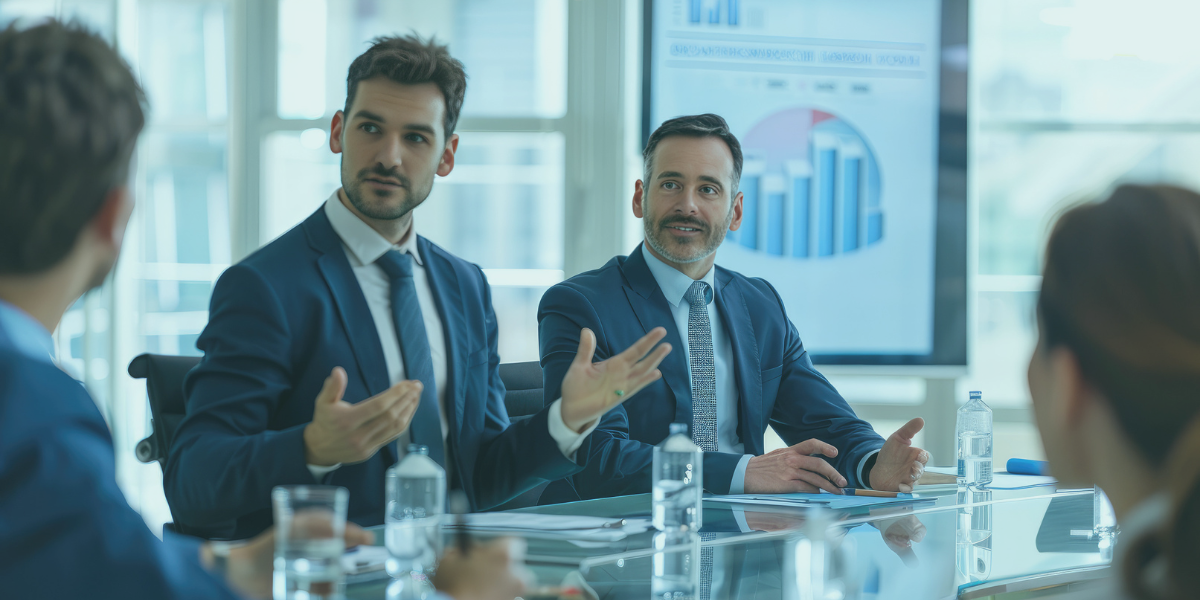 Business meeting where a business is struggling with an unexpected event.