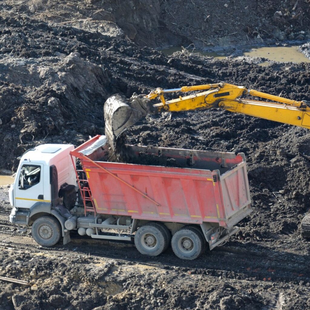 Haulage Truck being filled.