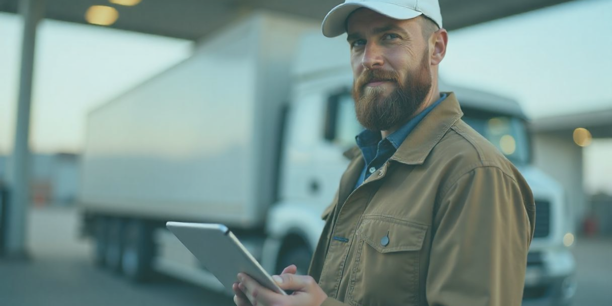 Transportation operator using a tablet.