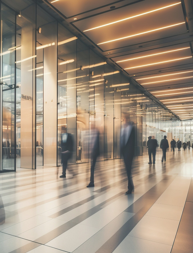 Inside a finance building