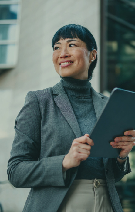 Businessman smiling in meeting