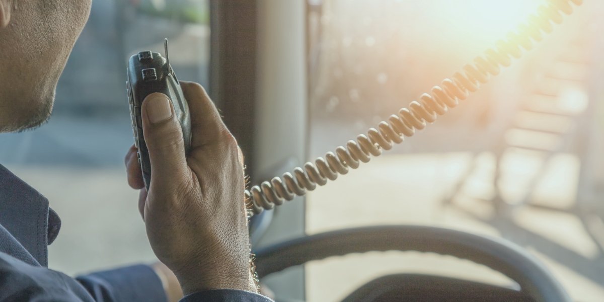 Freight operator on the radio with dispatch.