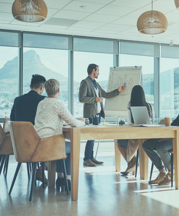 Inside a finance building
