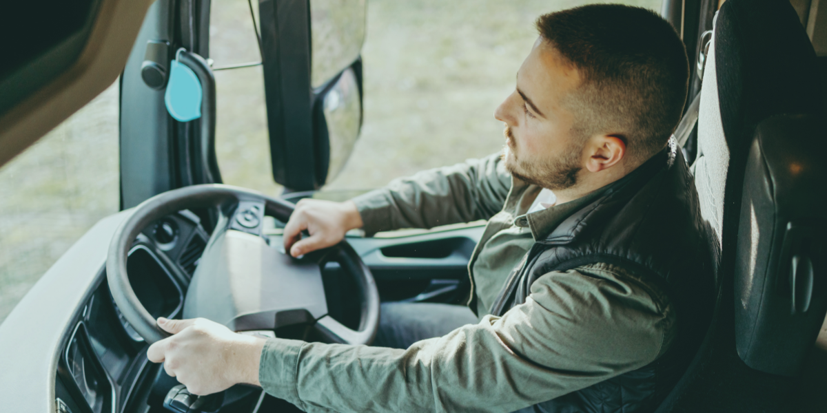 Transportation driver in his lorry.